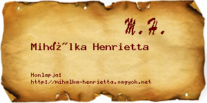 Mihálka Henrietta névjegykártya